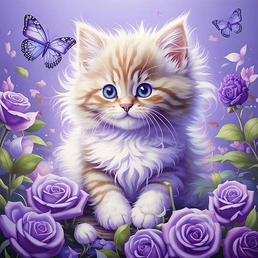 WSLWXSHM Diamond Painting Kits for Adults Cat, Animal Round Full Drill Diamond Art Kits, 5D DIY Paint with Diamonds Crafts for Home Wall Decoration Gifts 12×12Inch