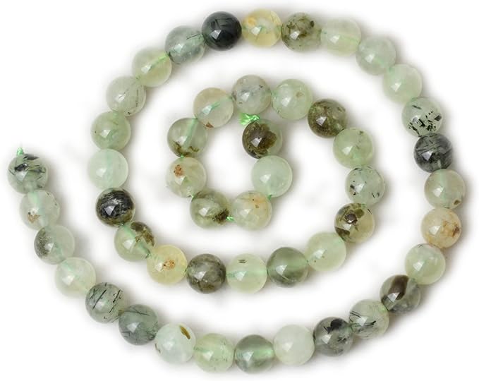 cheavian 45pcs 8mm natural prehnite gemstone smooth surface round loose beads for jewelry making 1 string 15 inches