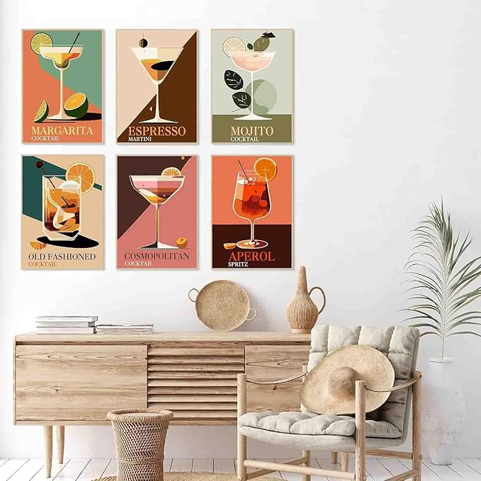 6 pack cocktail cross stitch kits for adults beginner,counted cross stitch kits printed stitching cute patterns dimensions needlepoint art crafts embroidery kits for adults beginners (9.8x13.7 inch)