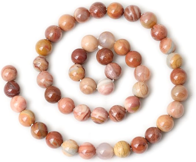 cheavian 45pcs 8mm natural petrified wood jade round loose beads for jewelry making diy bracelet necklace materials 1 strand 15"