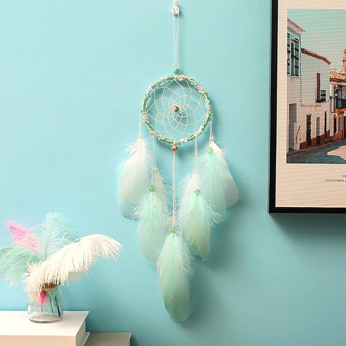 FANDOL DIY Dream Catcher Making Kit, Macrame Dream Catcher Craft Supplies for Kids Bedroom Wall Decor Nursery Baby Room Hanging Wedding Ornaments Party Handmade Gift (Green)