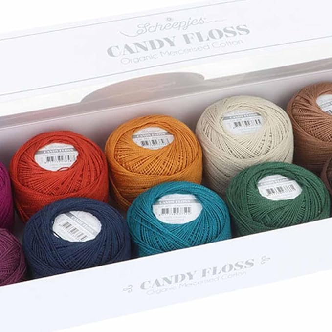 Scheepjes Candy Floss Color Pack, 10 x 20 g (0.71 oz Each) Autumn Spice - Mercerized Cotton for Crochet and Knitting