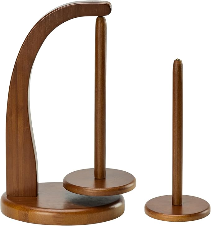 Yarn Holder with 2 Pcs Spindles for Knitting and Crocheting,Crochet Gift for Knitting Lovers,Wooden Yarn Spinner for Crochet by Artowell (Walnut Color)