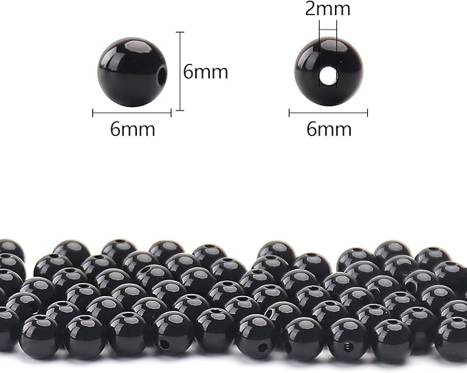 1000pcs 6mm smooth black acrylic round beads, round acrylic balls gumball beads, bubblegum beads chunky beads, plastic resin beads for necklace and bracelet making, crafting supplies