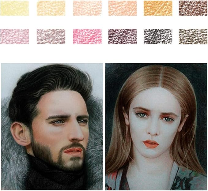 qianshan 12 Skin Tones Colored Pencils Oil Based Pre-sharpened Drawing Pencils for Beginner Artist Coloring Book Drawing Sketching Art Project - Portrait Set