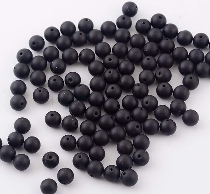 Natural Stone Beads 100pcs 6mm Matte Black Onyx Agate Dull Polish Round Stone Beading Loose Gemstone DIY Smooth Beads for Bracelet Necklace Earrings Jewelry Making (Matte Black Onyx, 6mm)