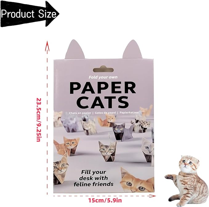 Diy Origami Paper Cats, 50 Sheets Diy Origami Paper To Fold 3d Cute Cat Figures (dinosaur)
