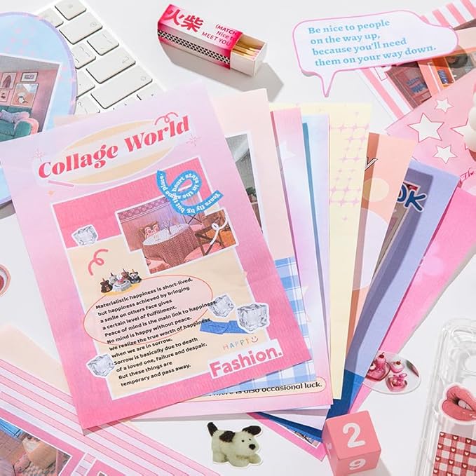 50 Sheets Washi Sticker Book, 30 Sheets Aesthetics Stickers & 20 Sheets Washi Paper for Journaling Scrapbooking Bullet Journals Planners Letter Card Making