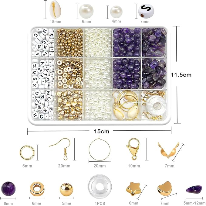 Basigeese Jewelry Making Supplies Kit Natural Stone Beads Irregular Gemstone Beading with for DIY Craft Bracelet Necklace Earrings for Adults (Amethyst)