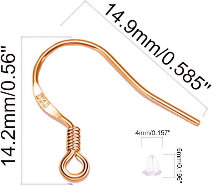 rose gold earring hooks, 240pcs earrings making kit with hypoallergenic ear hooks, jump rings and clear rubber earring backs for diy jewelry making