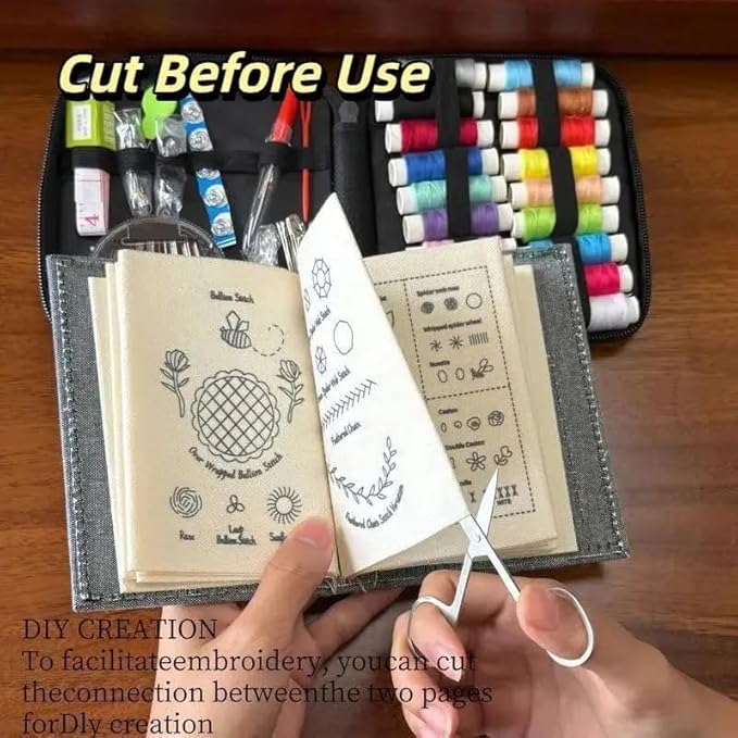 Cekomady 2026 Upgraded Embroidery Stitch Book Kit, 106 Patterns with Tools & Tutorials, 86 PCS Beginner Embroidery Kit, Portable All-in-One Hand Embroidery Book for Adults & DIY Craft Lovers (2Set)