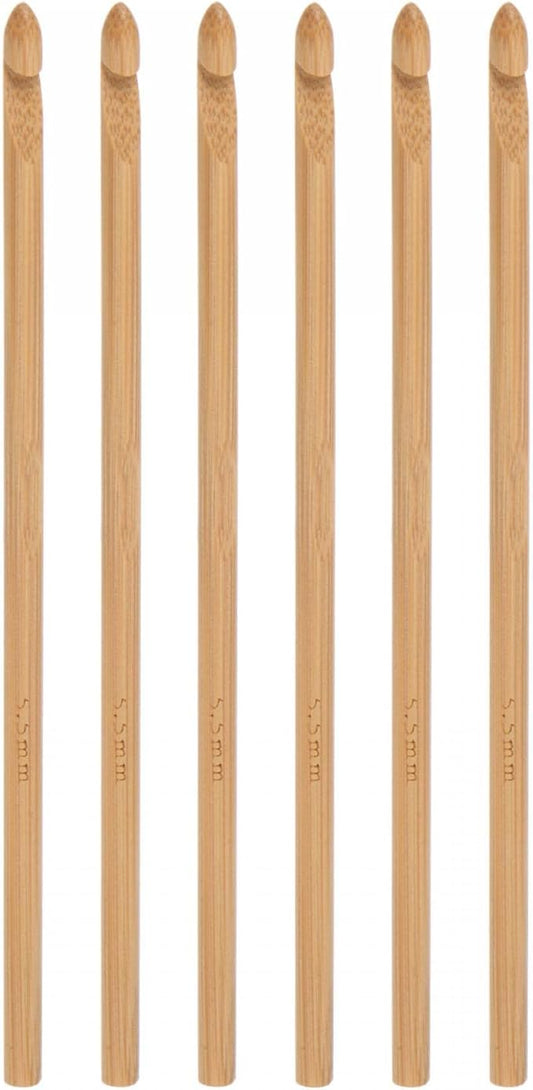 uxcell Wooden Bamboo Crochet Hook 5.5mm US Size I (Size 9) Knitting Crochet Needles for DIY Craft Yarn 6Pcs