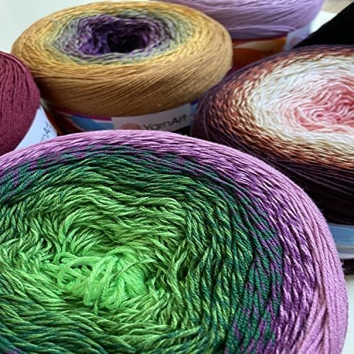 Yarn Art YarnArt Flowers Yarn 55% Cotton 45% Acrylic 250gr 1094yds Multicolor Cotton Yarn Rainbow Crochet Yarn Spring Summer - 1 Fine Sport Skein (313)