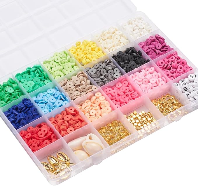 2938 Pcs Clay Beads Bracelet Making Kit, Flat Preppy Beads for Friendship Bracelets, Polymer Clay Bead with Charms for Jewelry Making
