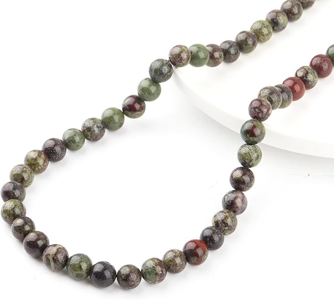 Natural Stone Beads for Jewelry Making - 6mm Round Gemstone Beads for Bracelets(57-62pcs, Dragon Blood)