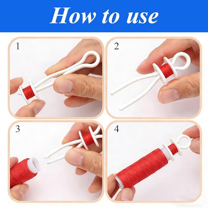 50 PCS Sewing Bobbin Thread Holders,Sewing Thread and Bobbin Organizer Holder Accessories and Supplies for Craft Embroidery Plastic Spool Clamps Spools Organizers, White, LXLVOUEG