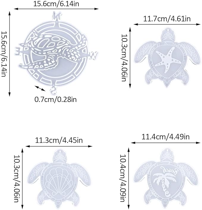 33Pcs Wind Chimes Epoxy Resin Molds Kit Turtle Shape Wind Bell Silicone Mold Tortoise Coaster Mould Wall Hanging Casting Moulds for Home Decorations (Wind Chime Mould)