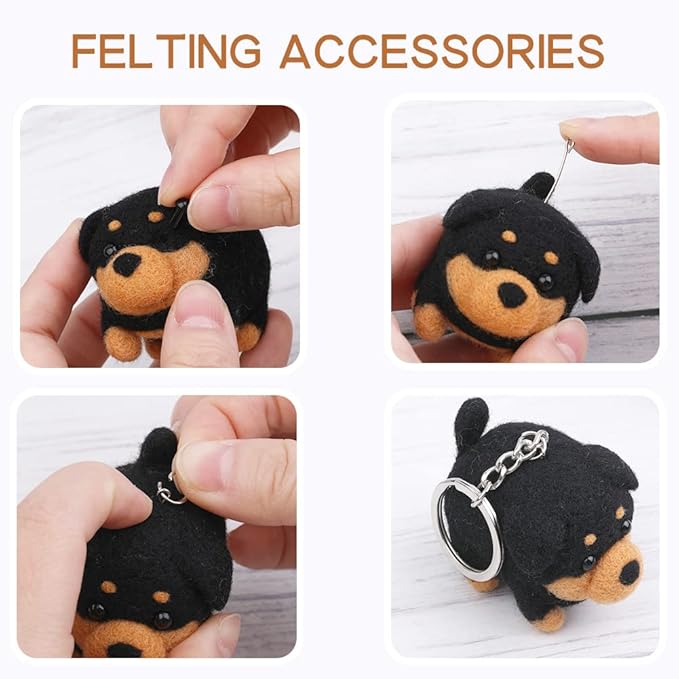 QMNNMA Felting Kit, Animals Needle Felting Set, DIY Wool Felt Materials Set with Felting Tool and Instruction for Needle Felting Craft Project and DIY Handmade