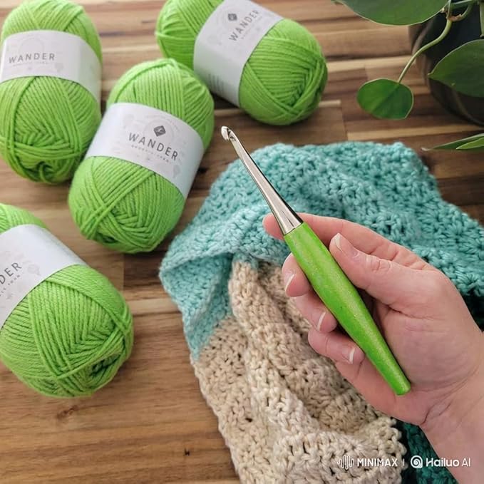 Furls Crochet Hook, Odyssey Lime, Nickel Plated Tip for Effortless Glide, Ergonomic Handle Crochet Hooks 7" (Odyssey - Green Lime, K - 6.50MM)