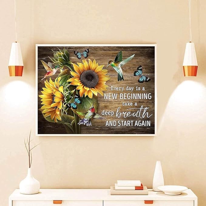 Stamped Cross Stitch Kits for Adults - Sunflower Inspirational Embroidery Kits for Beginners Adults,11 CT Patterns Dimensions Counted Cross Stitch Kits Arts Craft 12x16 inch
