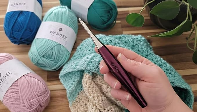 Furls Crochet Hook, Odyssey Amethyst, Nickel Plated Tip for Effortless Glide, Ergonomic Handle Crochet Hooks 7" (Odyssey - Amethyst, P - 10.00MM)
