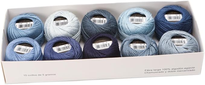 Size 8 Double Mercerized Egyptian Long Staple Cotton Pearl Thread Ball 5 Grams Rainbow Color Embroidery Thread 10 Colors per Box for Crochet Hardanger Cross Stitch Hand Embroidery (Set N)