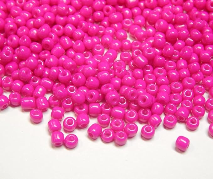Perlin Glass Seed Beads 2mm 11/0 Round Mini Small Pony Beads 6500pcs for Making Earrings Bracelets Pendants Waist Jewelry DIY Handmade Opaque Color Kit (Pink)