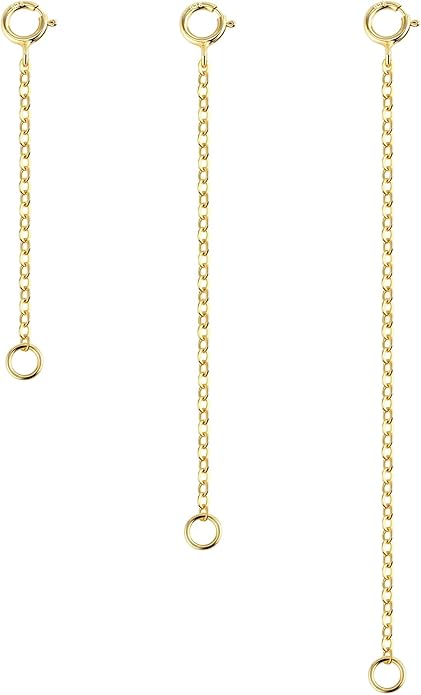 3 Pcs 925 Sterling Silver Necklace Extenders for Women Durable Strong Removable Necklace Bracelet Anklet Extension Jewelry Making Chains