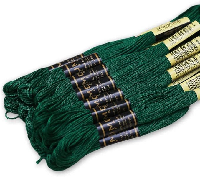 Pack of 12 Premium Embroidery Thread | 100% Egyptian Cotton Premium Skeins | Cross Stitch Embroidery Floss | Oeko TEX Certified Stranded Cotton | Ideal for Arts & Crafts (Emerald Green 923)