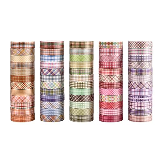 60 Rolls Cross line Theme Washi Tape Set, Writable Decorative Tapes for Scrapbooking, Junk Journal Supplies, Bullet Journaling, 0.39"x79" per Roll