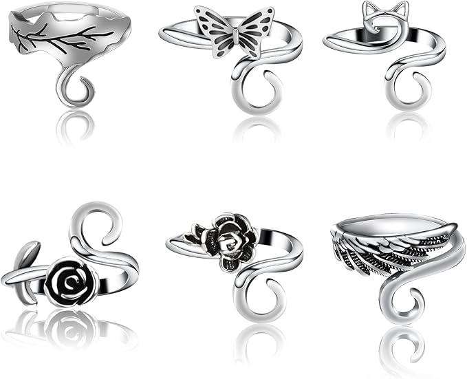 DTOFOOT 6pcs Crochet Tension Rings for Crocheting Yarn Guide Tension Ring for Finger Yarn Crochet Ring Knitting Accessories for Crochet Mother Grandma Gifts with Box
