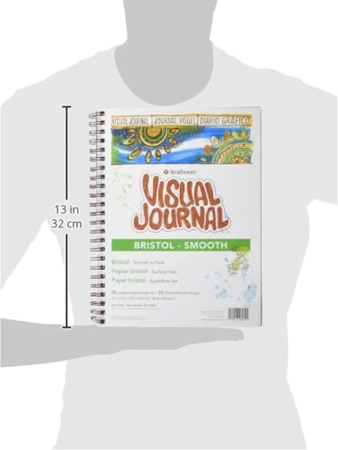 Strathmore 300 Series Visual Bristol Journal, 9"x12" Smooth, Wire Bound, 28 Sheets, White