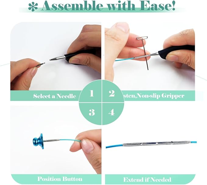Yarniss Stainless Steel Circular Knitting Needle with Case,11 Size Interchangeable Knitting Needles with Rotating Cables 2.0~5.0mm,4.92-Inch Lace Knitting Needles Set