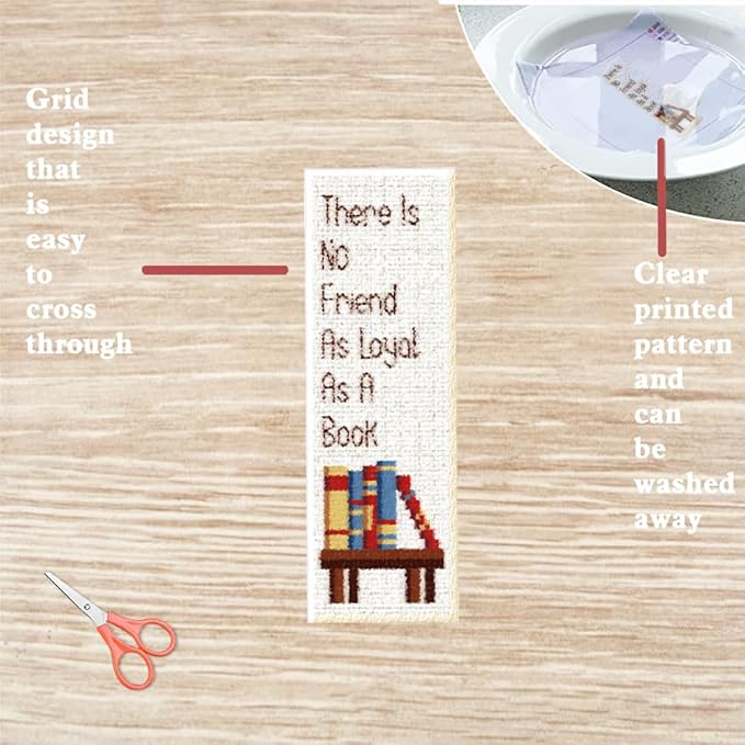 FREEBLOSS 6 Set Cross Stitch Bookmark Kit Books Pattern Stamped Cross Stitch Kits for Beginners DIY Embroidery Bookmarks DIY Bookmark Kit Embroidery Kit for Adults Gift 6 * 20CM