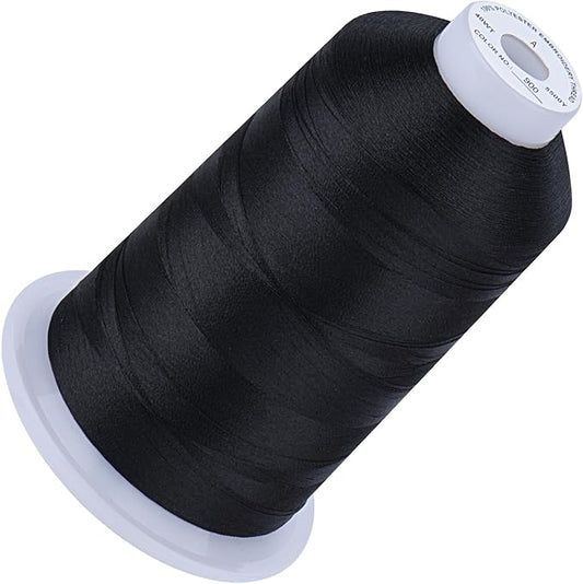 Simthread 5500Yds Embroidery Thread, 5000M High-Yardage 40WT 100% Polyester Thread – 170+ Vivid Colors, High-Speed Rated – Compatible with Brother, Singer, Janome & More - Black 900