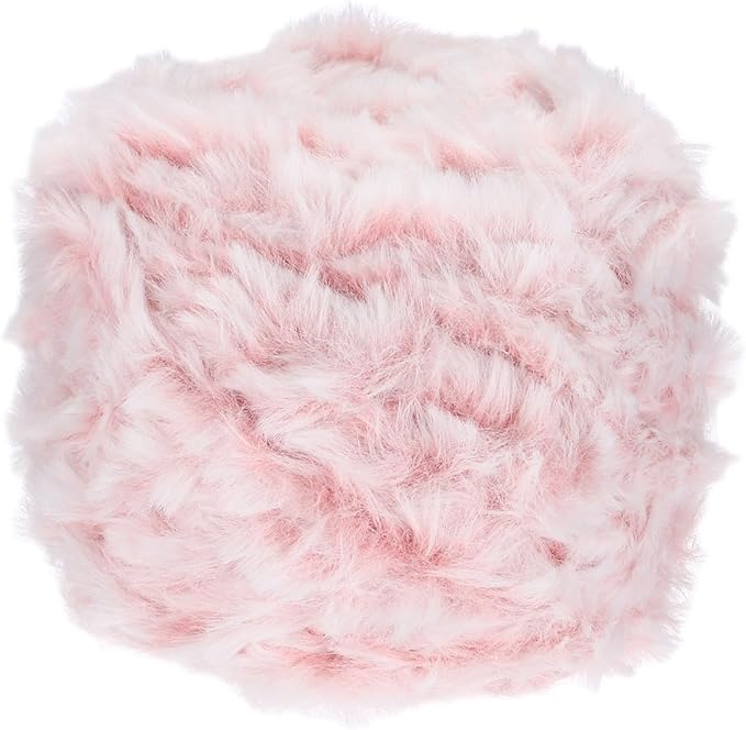 PATIKIL 70yds Faux Fur Yarn, Soft Chunky Polyester Plush Fur Eyelash for Crocheting Knit Blanket Rug Sweater Scarf Hat Bear Craft, Light Pink