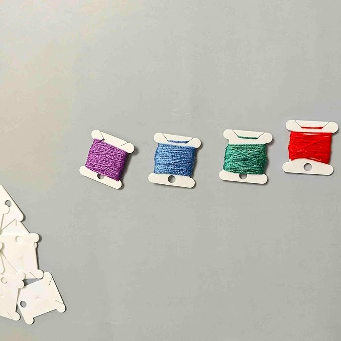 129 Pcs Embroidery Floss Bobbins Embroidery Floss Organizer, Plastic Embroidery Thread Cards for Cross Stitch Thread Holder Sewing Storage for DIY Sewing Craft(White)