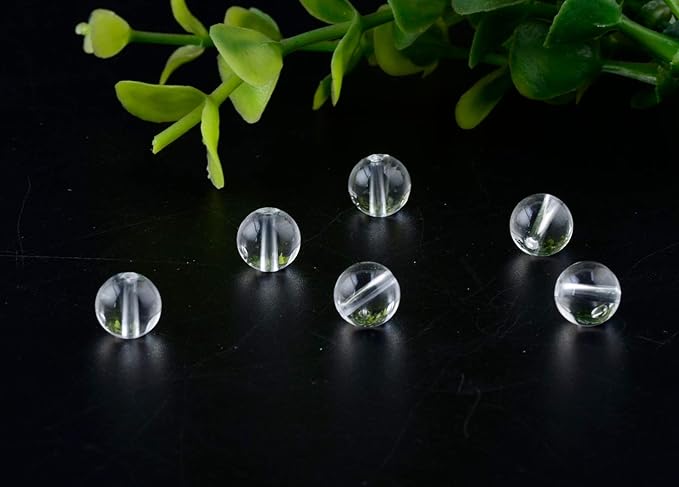 Natural Stone Beads 100pcs 8mm White Clear Crystal Quartz Round Stone Beading Loose Gemstone Hole 1mm DIY Smooth Beads for Bracelet Necklace Earrings Jewelry Making (Clear Crystal Quartz White, 8mm)