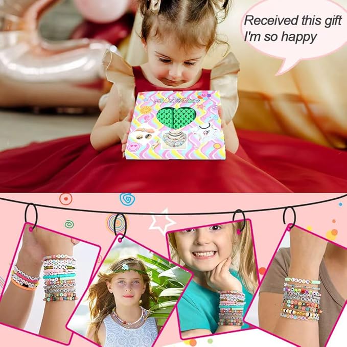 nikkiGuo 1250 PCS Letter Beads Kit with Elastic Cord – Alphabet A–Z, Numbers, Heart, Moon, Star, Smiley Beads for Friendship Bracelets & DIY Jewelry (Colorful Beats & White Letters)