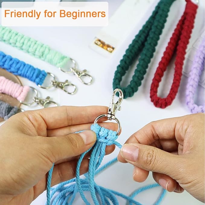 adult diy craft keychain making kit boho macrame keychain kit includes key rings precut macrame cord instructions to make cute keychains and lanyards kids crafts projects kits macrame beginners