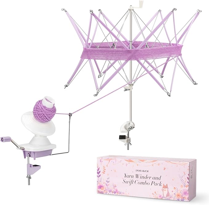 INMAKER Yarn Winder and Swift, Ball Winder and Swift Combo for Crocheting & Knitting, Quick Install Yarn Spinner, Essential Tool for Crafting Enthusiasts