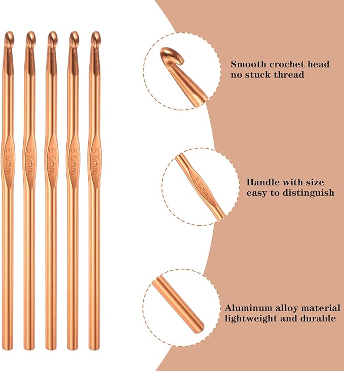 Hordolry 5.5mm Crochet Hooks Bulk, 18Pcs Aluminum Crochet Needle, Knitting Needles for Craft Yarn Contribute to Beginners