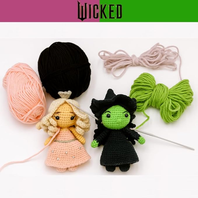Innovative Designs Wicked Crochet Kit for Beginners, DIY Crochet Kits for Adults, Teens, Kids, Instruction Manual – Elphaba and Glinda