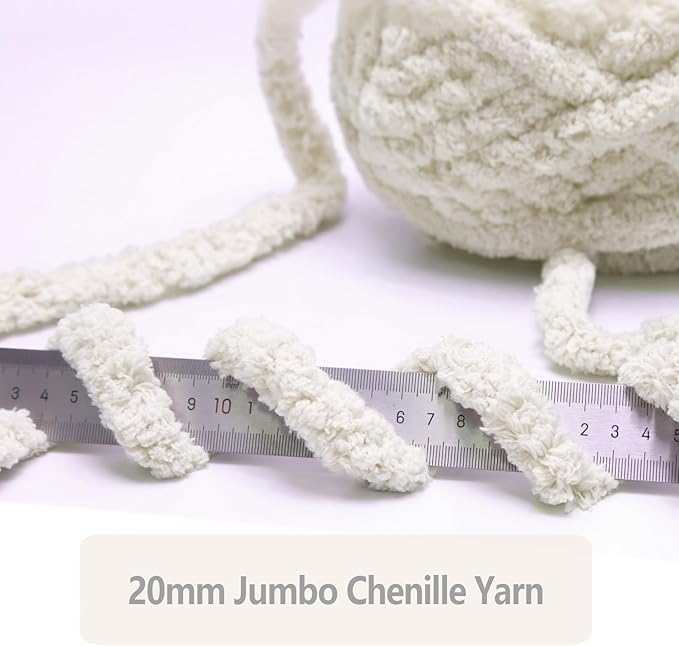 8 Pack White Chunky Yarn for Hand Knitting, Chunky Chenille Yarn, Jumbo Big Thick Chunky Yarns for Crocheting, Super Bulky Chunky Knit Blanket Yarns - 27.9Yds 7.97 Oz Each Skein