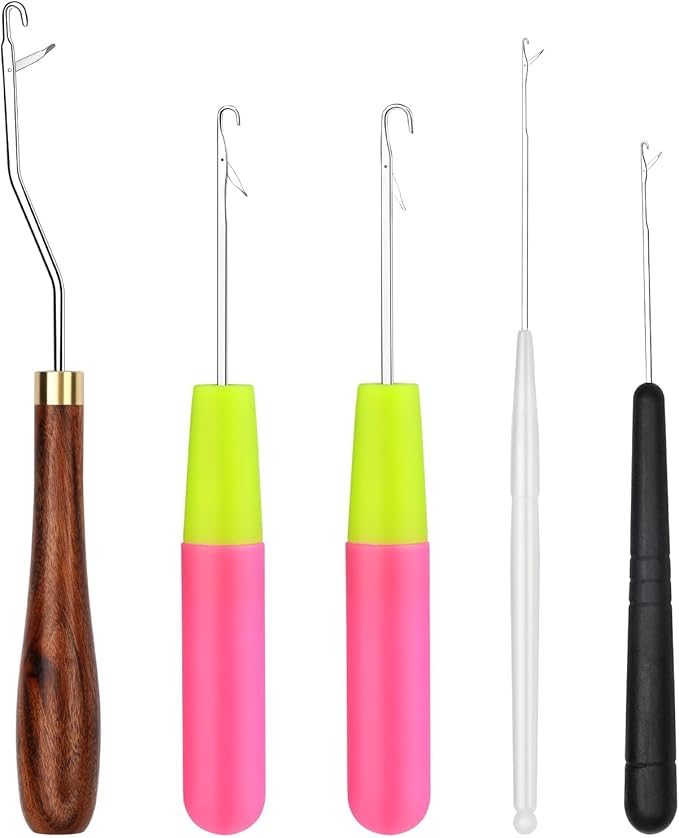 BALDCC 5 PCS Latch Hook, Crochet Hooks for Hair, Latch Hook Kit for Rug Making, Braiding, and Crochet Craft