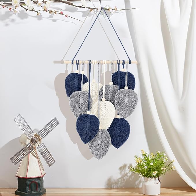 FREEBLOSS Macrame Leaf Wall Hanging Kit - Boho Wall Decor DIY Macrame Tapestry for Beginners