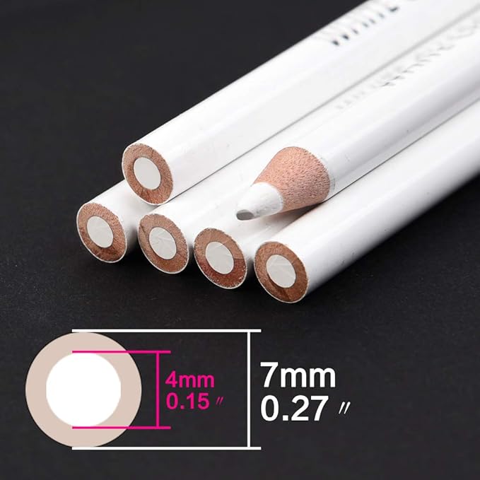 2 Pcs White Sketch Charcoal Pencils -Professional Hight Quality Sketch Highlight White Charcoal Wooden Pencils for Artist Drawing, Sketching, Blending