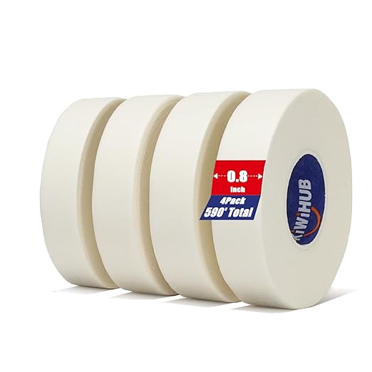 kiwihub 4 packs artist tape for watercolor paper - white masking artists tape for drafting, art painting and all paper media - acid free 0.8inch wide 592ft long total