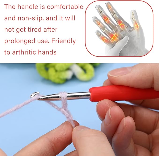 4.5 mm Crochet Hook, Ergonomic Handle for Arthritic Hands, Extra Long  Knitting Needles for Beginners and Crocheting Yarn (4.5 mm)