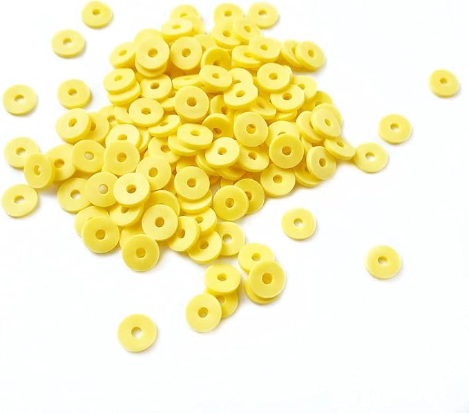 2000pcs Heishi Vinyl Beads Flat Round Polymer Clay Spacer Beads for Making Bracelet Necklace Earring Accessories DIY Handmade Craft(Yellow, 6mm)